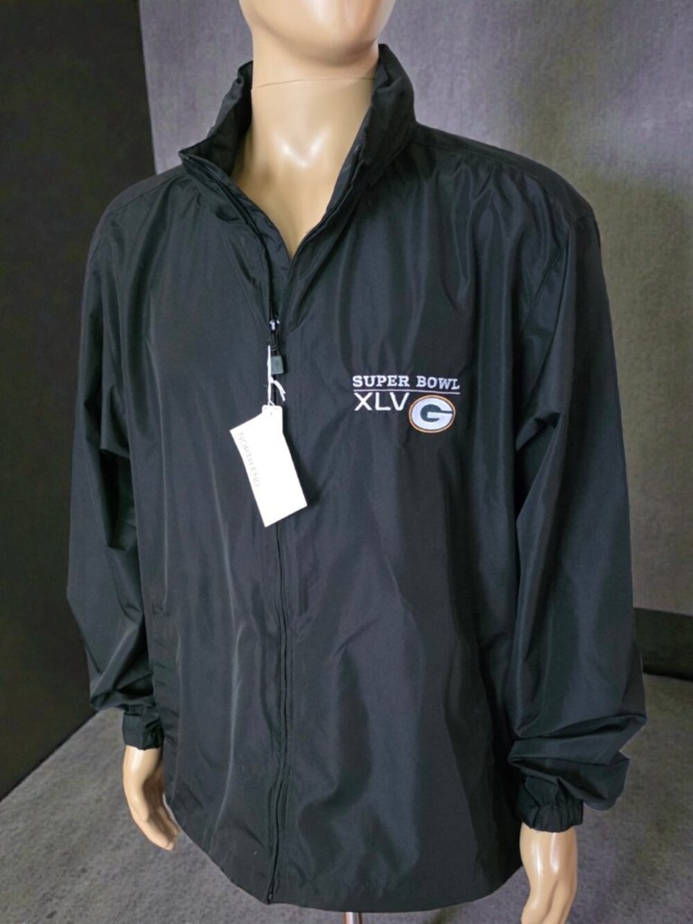 NWT NFL NORTH END (XL) Men Green Bay Packer XLV Superbowl Zip Up Windbreaker